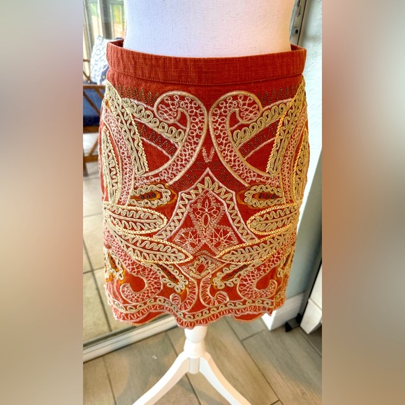 Anthropologie Dresses & Skirts - * Anthropologie Coral Clotilde Embelished And Beaded Mini Skirt - Size 6